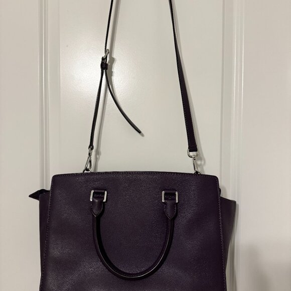 Michael Kors Saffiano Leather Satchel - Deep Plum - Picture 3 of 8